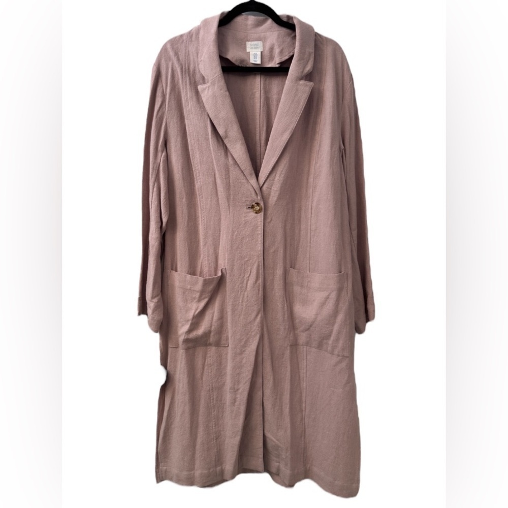 Sigrid Olsen Linen Blend Duster Coat  Soft Blush Lightweight Jacket Size M